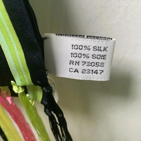 Talbots silk scarf multicolor stripes with fringe - Picture 4 of 6